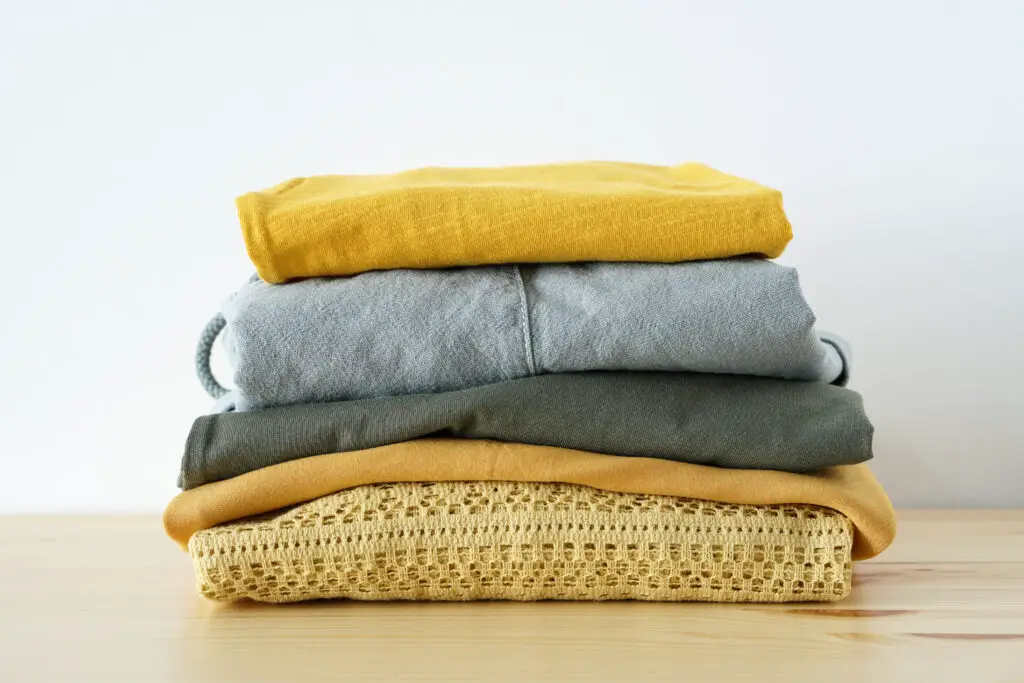 old clothes, yelow and grey and green